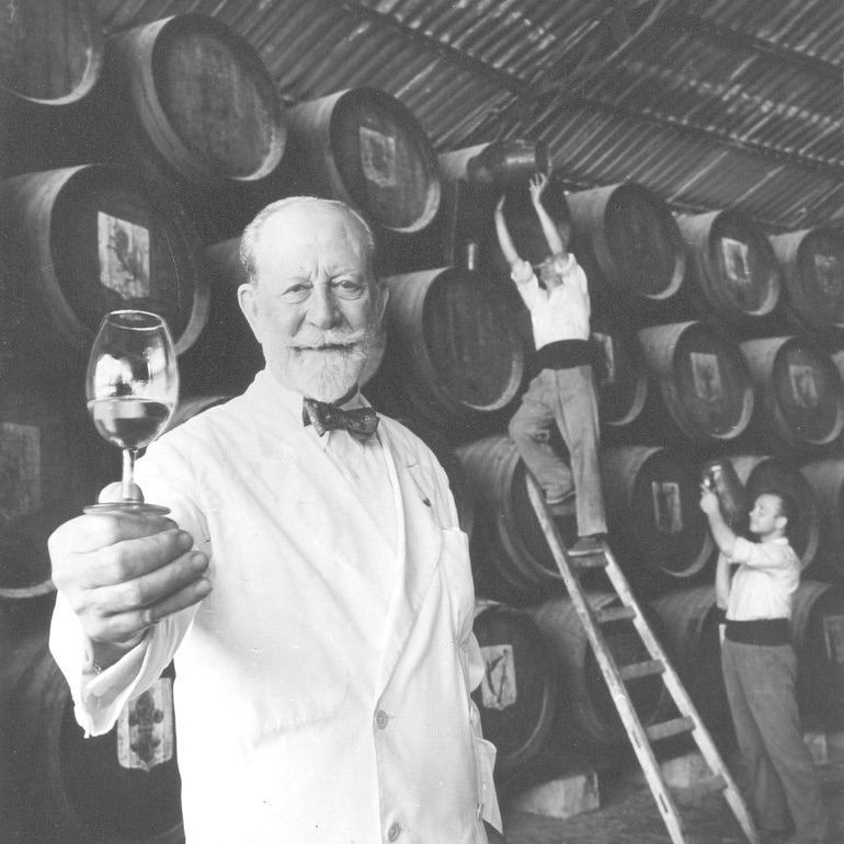 Old photo inside the Tío Pepe wineries, in Jerez de la Frontera. 