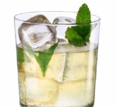 Tiojito in glass with ice and mint 